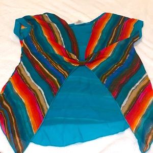 Multi-colored open back blouse